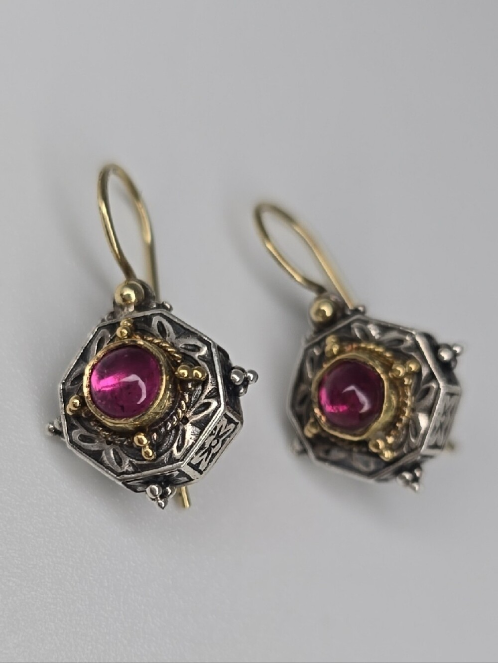 Konstantino 18K Gold & Sterling Silver Earrings with Pink Tourmaline